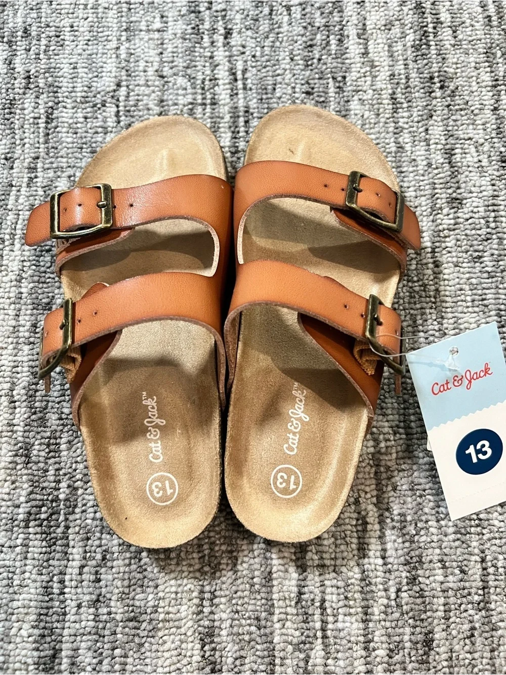 Cat & Jack Brown Double-Buckle Kids Slide Sandals Various Sizes